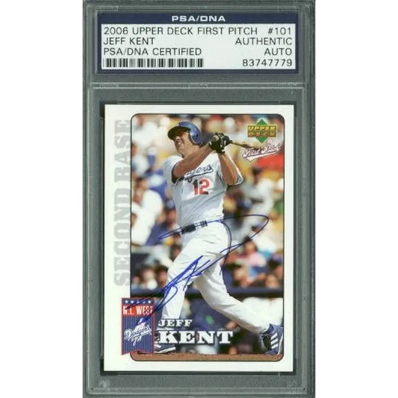 Dodgers Jeff Kent Signed Card 2006 UD First Pitch #101 PSA/DNA Slabbed #83747779