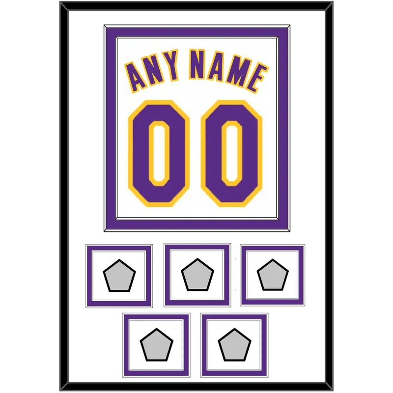 Los Angeles Name & Number With 5 Finals Patches - Alternate White (2002-2018) - Double Mat 1