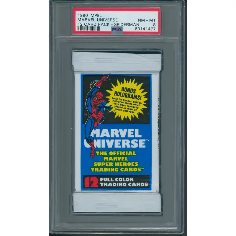1990 Impel Marvel Universe Unopened Series 1 Pack Spiderman PSA 8