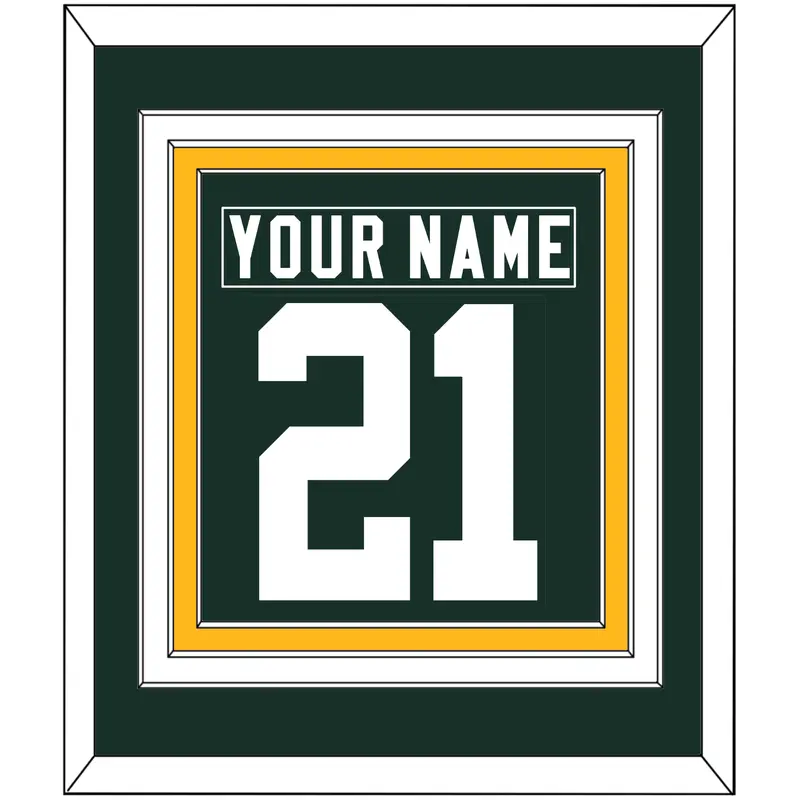 Green Bay Nameplate & Number (Back) Combined - Home Green - Triple Mat 2
