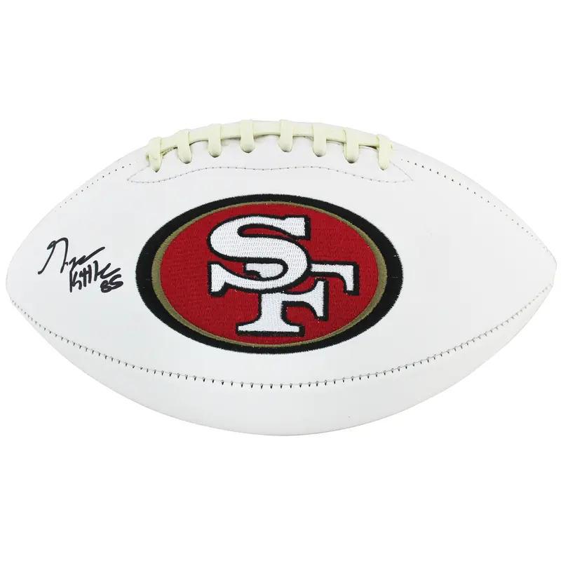 49ers George Kittle Authentic Signed White Panel Logo Football BAS Witnessed