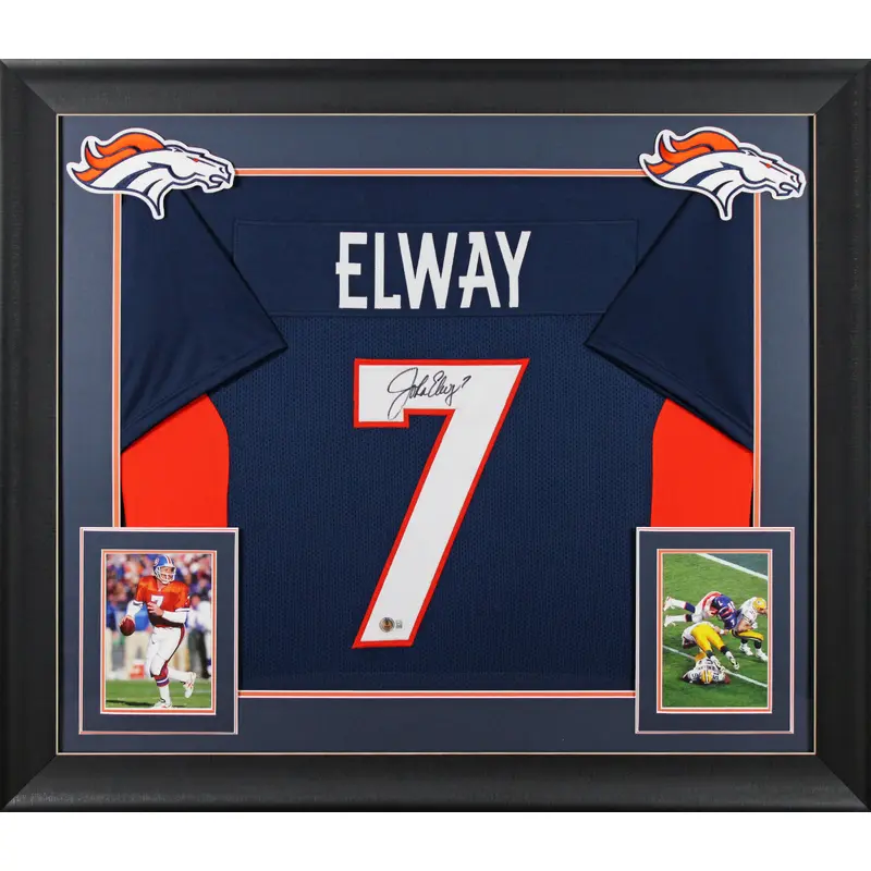John Elway Authentic Signed Navy Blue Pro Style Framed Jersey BAS Witnessed