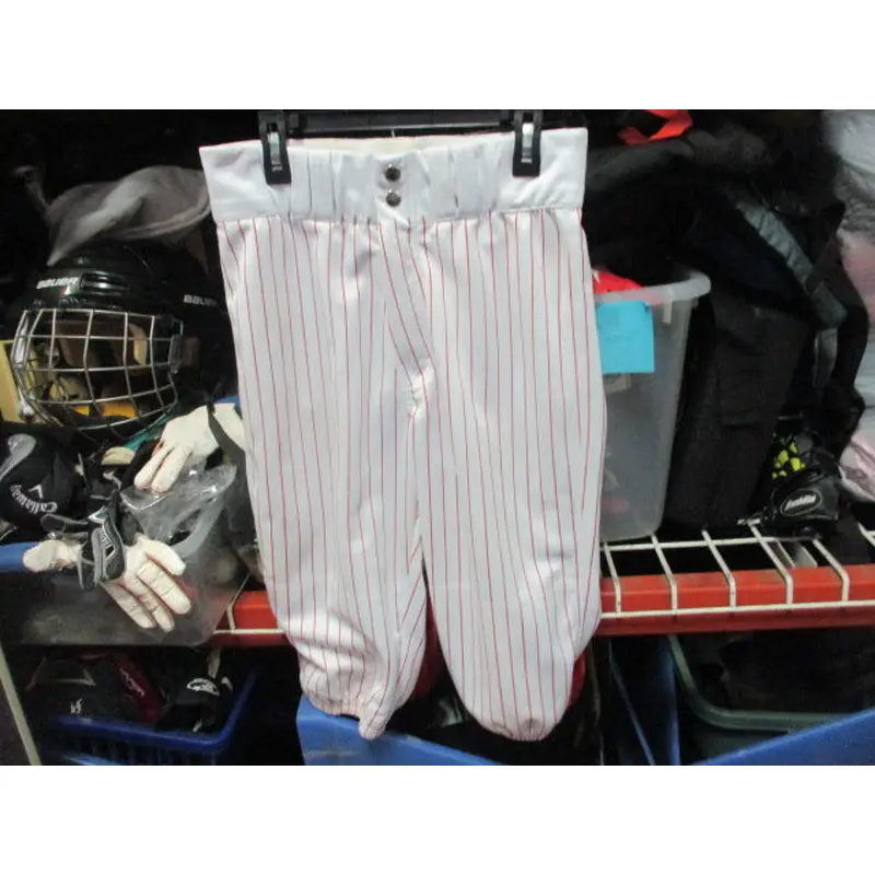 Used White/Red Pin Striped Baseball Pants Size Adult Small