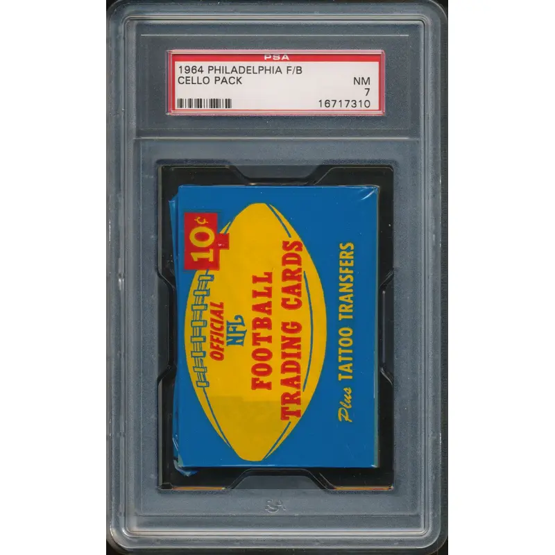 1964 Philadelphia Football Unopened Cello Pack PSA 7 (Blue)
