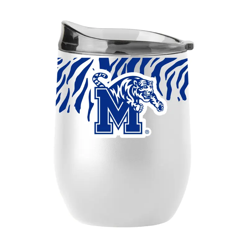 Memphis 16oz Tiger Stripe White Powder Coat Curved Bev