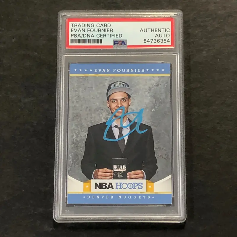 2012-13 Panini NBA Hoops #290 EVAN FOURNIER Signed Card AUTO PSA Slabbed Nuggets