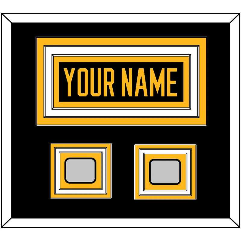 Pittsburgh Nameplate & 2 Stanley Cup Finals Patches - Road Black (1988-1992) - Triple Mat 2