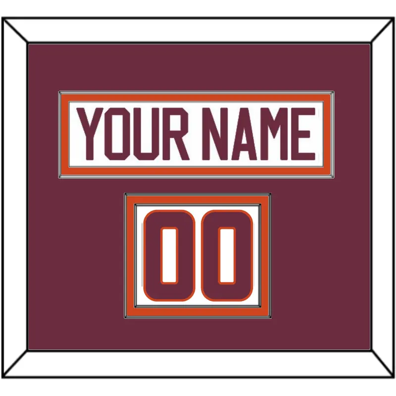Virginia Tech Hockey Nameplate & Number (Shoulder) - Home White - Double Mat 3