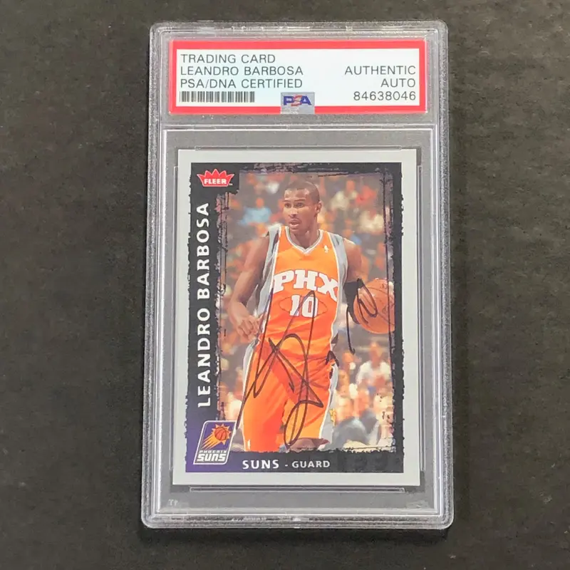 2008-09 Fleer #140 Leandro Barbosa Signed Card AUTO PSA Slabbed Suns