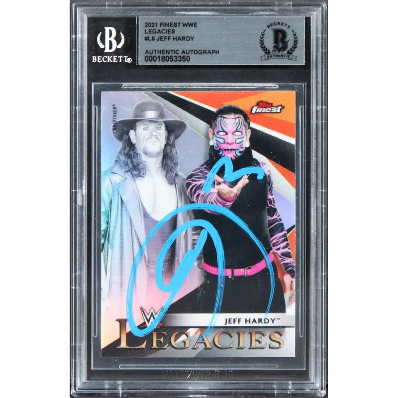Jeff Hardy Authentic Signed 2021 Finest WWE Legacies #L6 Card BAS Slabbed