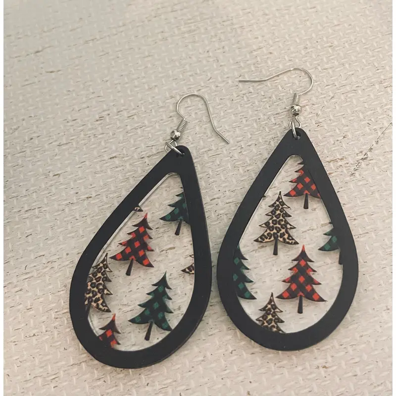 Wood & Acrylic Christmas Tree Tear Drops