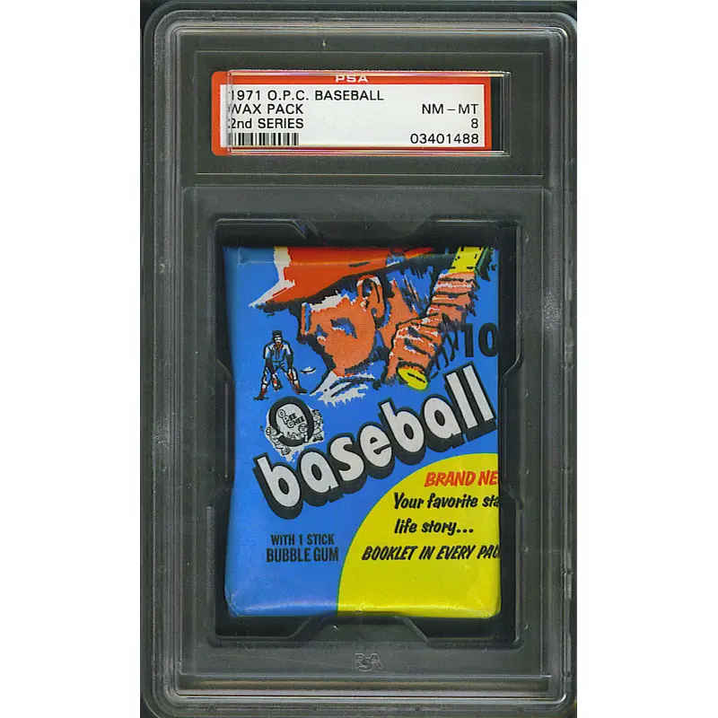 1971 OPC O-Pee-Chee Baseball Unopened Ser 2 Wax Pack PSA 8