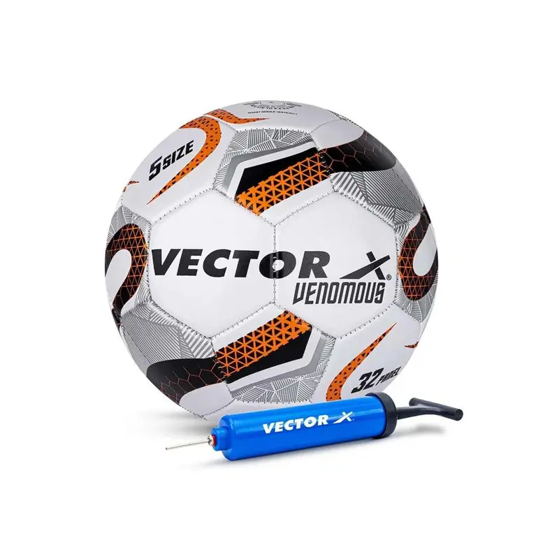 VECTOR X VENOMOUS Machine Stitched With Pump Football - Size: 5 (Pack of 1) | Kibi Sports