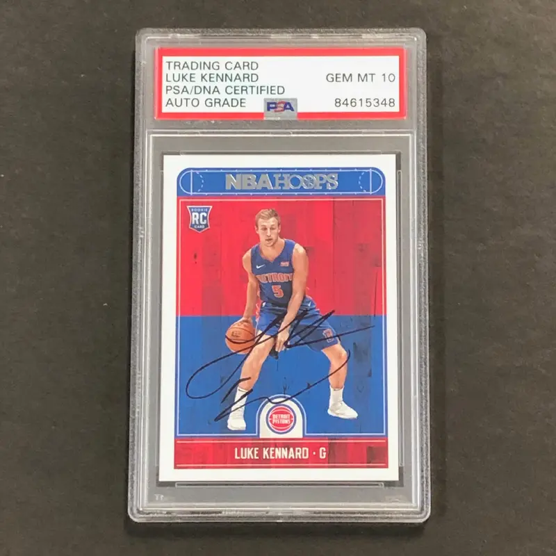 2017-18 NBA HOOPS #262 Luke Kennard Signed Rookie Card AUTO 10 PSA Slabbed RC Pistons