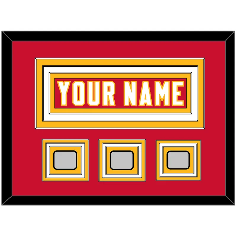 Kansas City Nameplate & 3X Super Bowl Jersey Patches - Home Red - Triple Mat 1