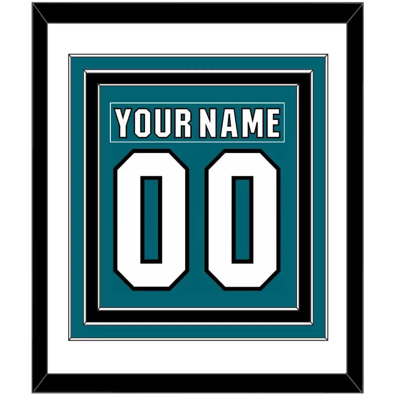 San Jose Nameplate & Number (Back) Combined - Home Teal (2017-2022) - Triple Mat 1