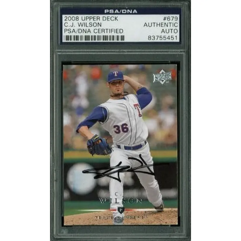 Rangers C.J. Wilson Authentic Signed Card 2008 Upper Deck #679 PSA/DNA Slabbed