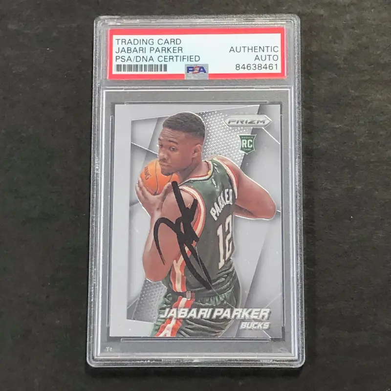 2014-15 PANINI Prizm #252 JABARI PARKER Signed Card AUTO PSA Slabbed RC Bucks