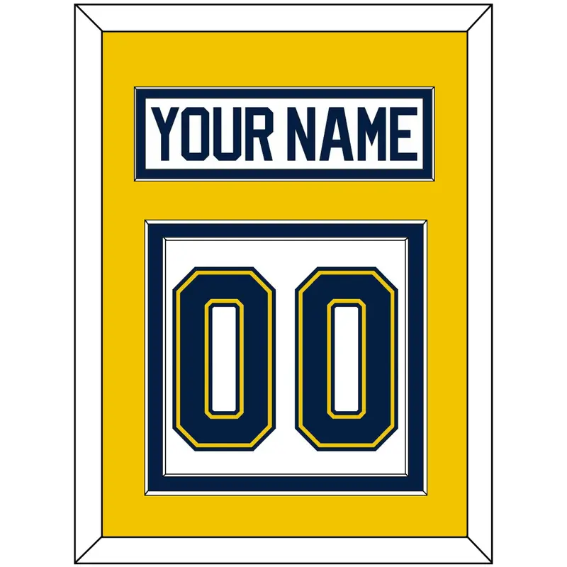 Michigan Hockey Nameplate & Number (Back) - Home White (2021-2023) - Double Mat 4