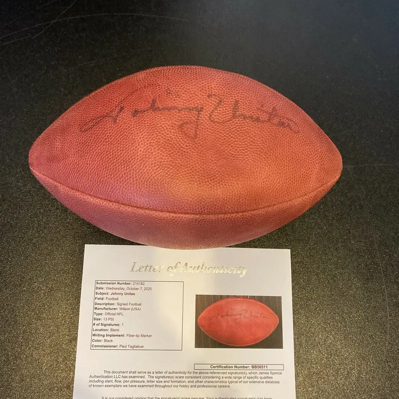 Johnny Unitas Signed Autographed Wilson NFL Game Football With JSA COA