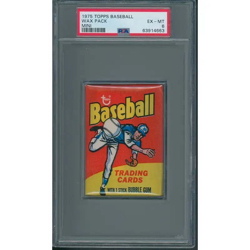 1975 Topps Baseball Mini Unopened Wax Pack PSA 6