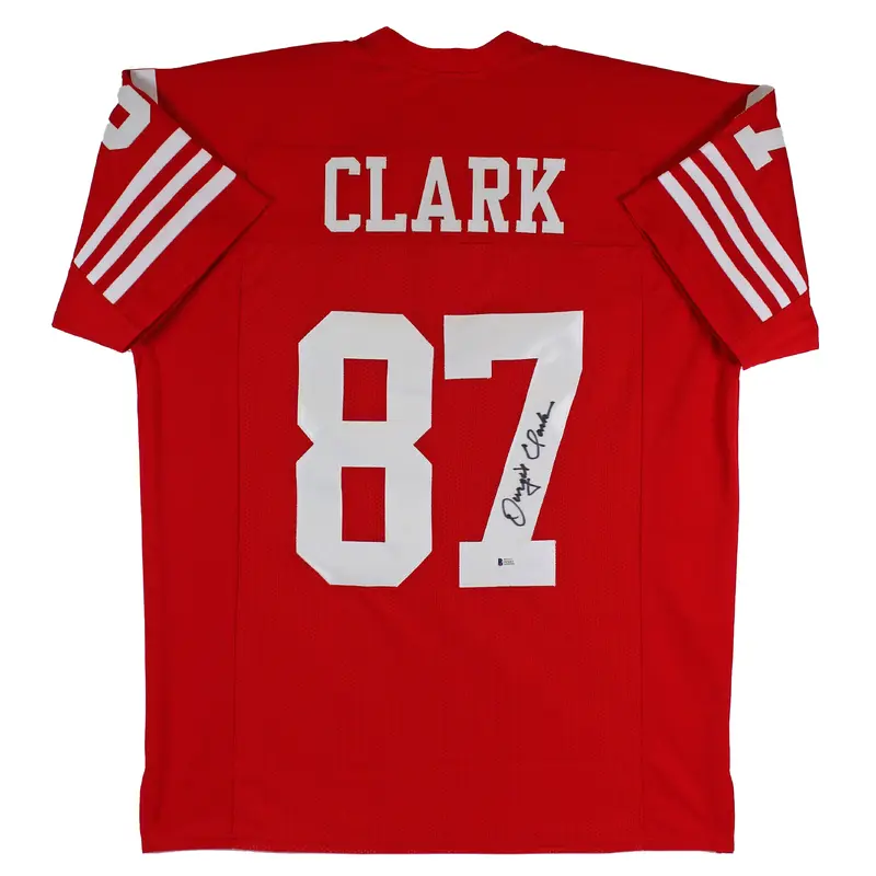Dwight Clark Authentic Signed Red Pro Style Jersey Autographed BAS Witnessed