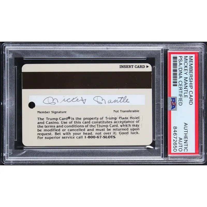 Yankees Mickey Mantle Signed Trump Plaza Casino Membership Card PSA/DNA Slabbed