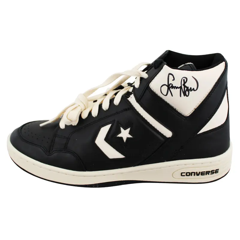 Celtics Larry Bird Signed Left Black & White Converse Weapon Shoe BAS Witnessed