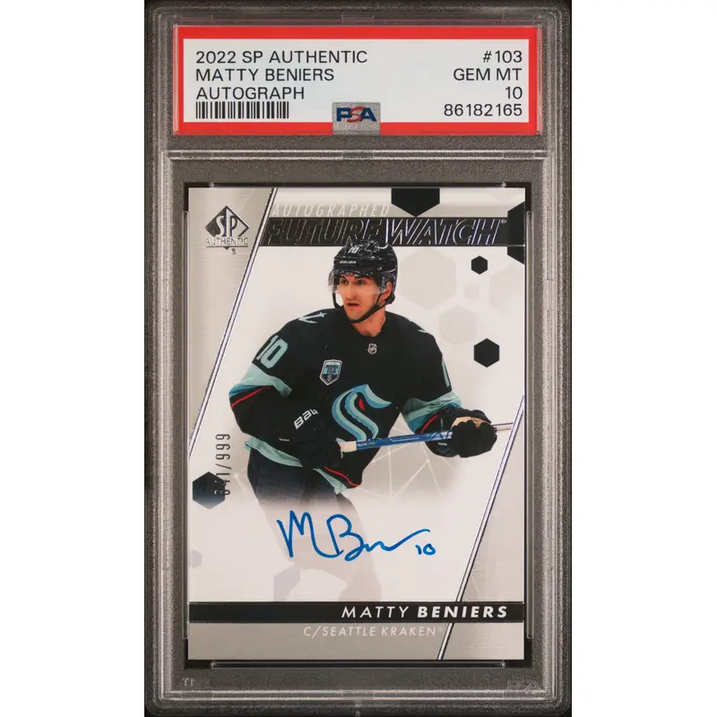 Matty Beniers 2022 SP Authentic Auto #110 #841/999 PSA 10 Gem Mint