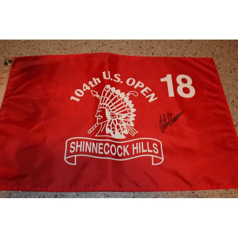 Retief Goosen Autographed 2004 U.S. Open Flag Shinnecock Hills