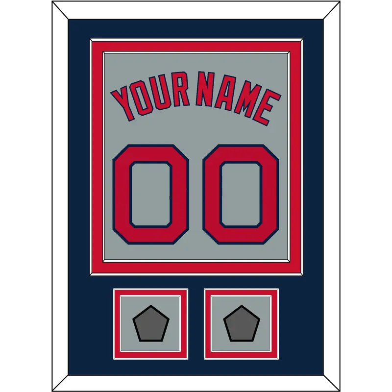 Boston Name, Number & Two World Series Jersey Patches - Road Gray - Double Mat 4