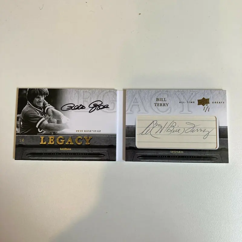 2012 Upper Deck All Time Greats Bill Terry Pete Rose 1/1 Auto Booklet One Of One
