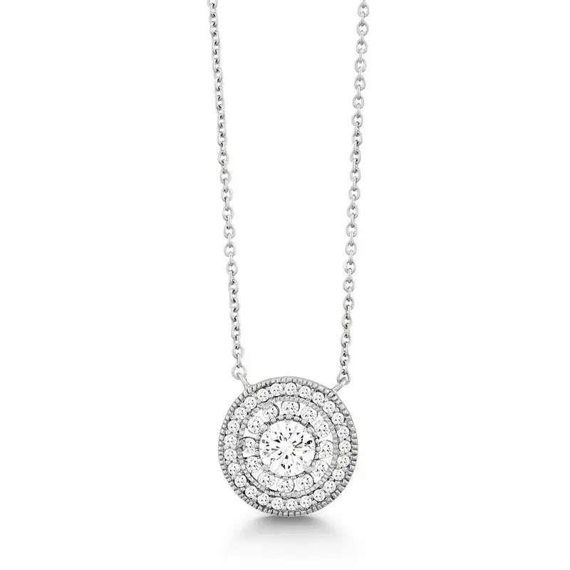Sterling Silver Round Micro Pave Necklace