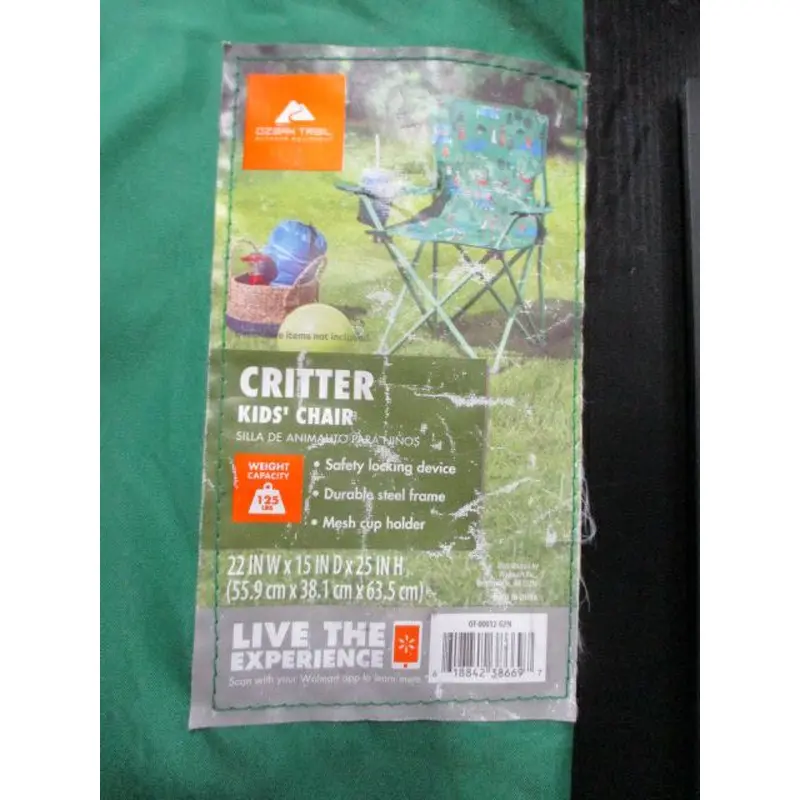 Used Ozark Trail Critters Folding Chair w/ Bag - worn straps