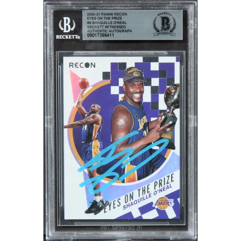 Lakers Shaquille O'Neal Signed 2020 Panini Recon EOTP #9 Card BAS Slabbed