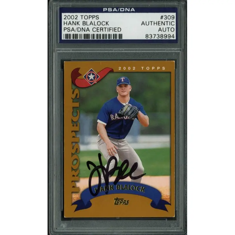 Rangers Hank Blalock Authentic Signed Card 2002 Topps Rc #309 PSA/DNA Slabbed