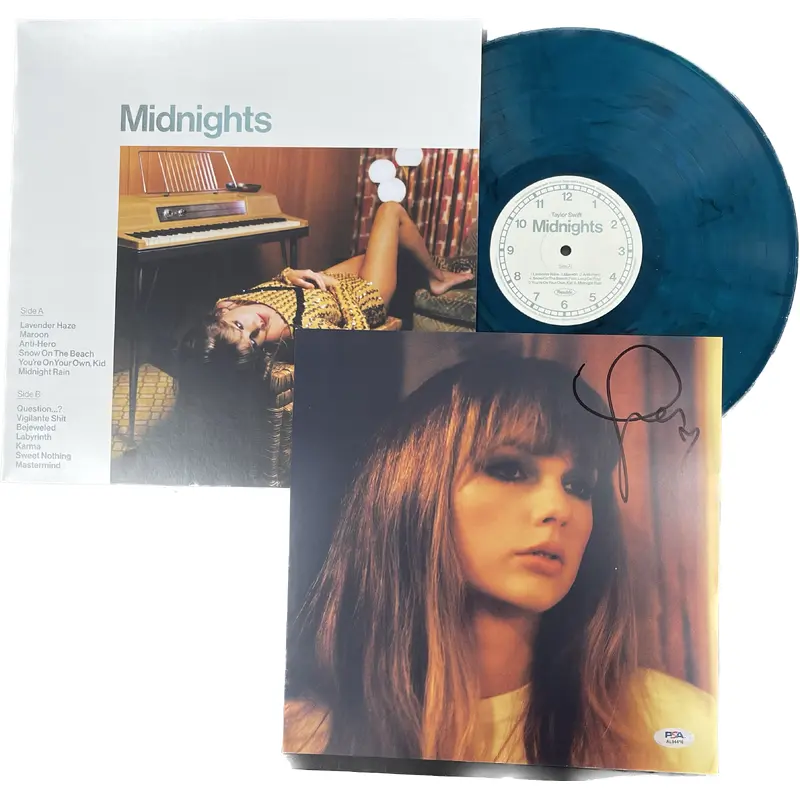 Taylor Swift Signed Jade Green Vinyl Insert PSA/DNA Autographed Midnights