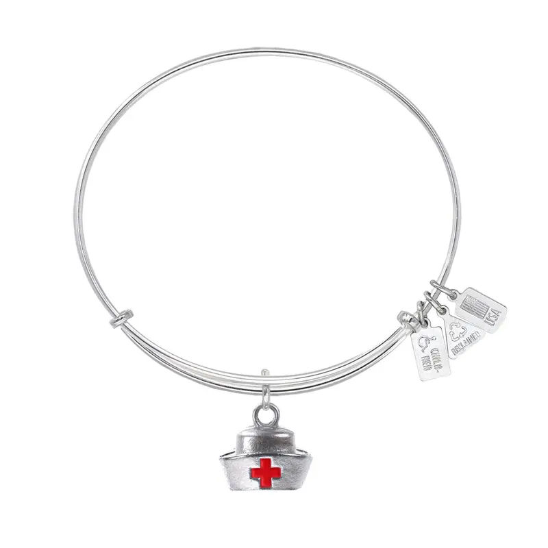 Nurse's Cap (Enamel) Charm Bangle