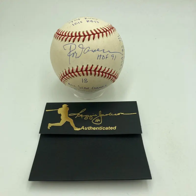 Rod Carew Signed Heavily Inscribed Career STAT Baseball Reggie Jackson COA