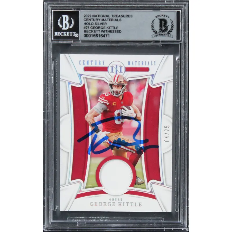 49ers George Kittle Signed 2022 Natl Treasures CM #27 4/25 Card Auto 10 BAS Slab