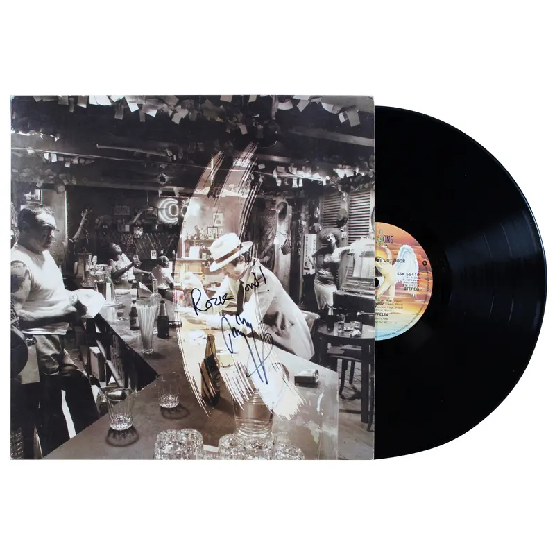 Jimmy Page Led Zeppelin Signed In Through The Out Door Album Cover W/ Vinyl PSA