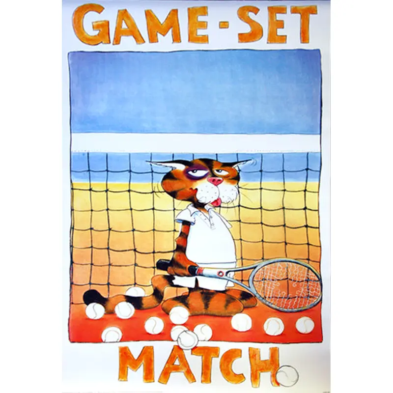 Tennis "Game Set Match" (Alex the Cat) Poster - Verkerke 1999