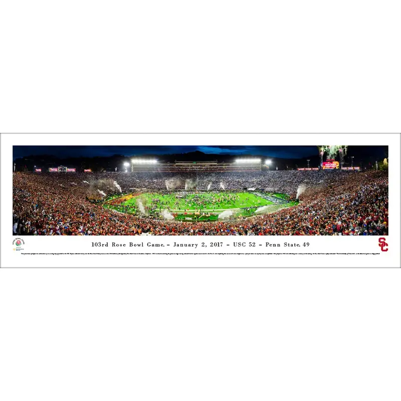 USC Trojans 2017 Rose Bowl Champions Panoramic Poster Print - Blakeway Worldwide
