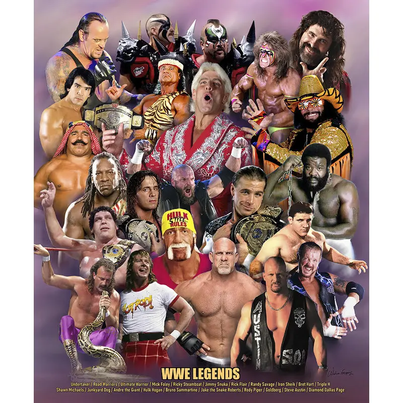 WWE WWF World Wrestling Legends (22 Greats) Premium Poster Print - Wishum Gregory