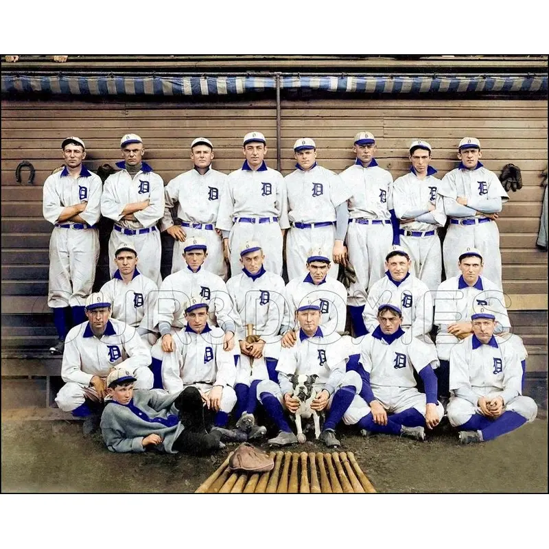 1907 Detroit Tigers Colorized 8X10 Photo - Cobb Jennings Crawford - 2185