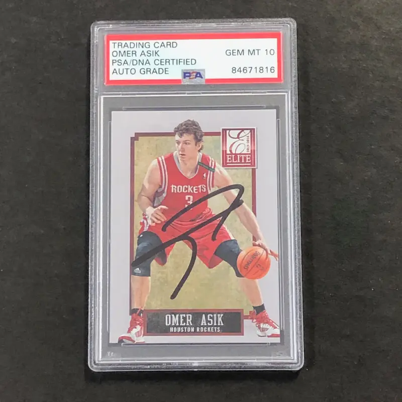 2014 Elite #71 Omer Asik Signed Card AUTO PSA Slabbed Rockets