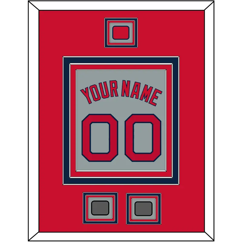 Boston Name, Number, Logo Patch & Two World Series Jersey Patches - Road Gray - Triple Mat 2
