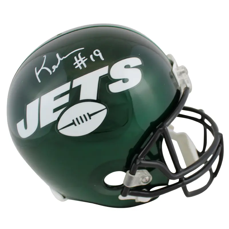 Jets Keyshawn Johnson Signed 2019 Green Full Size Rep Helmet JSA Witness