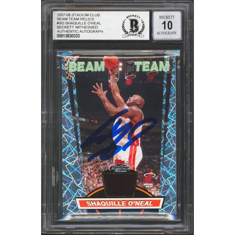 Shaquille O'Neal Signed 2007 Stadium Club Relics #SO Card Auto Grade 10 BAS Slab