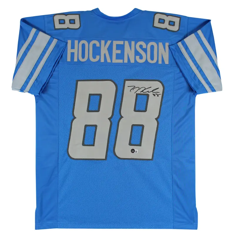 T.J. Hockenson Authentic Signed Blue Pro Style Jersey Autographed BAS Witnessed